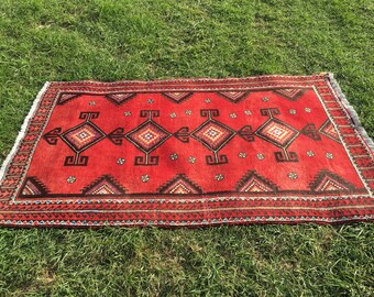 Persian Hand-Knotted Lori Rug (Red, Brown, Cream) 204cm x 143cm (6'7" x 4'7")