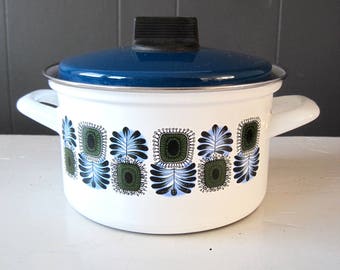 Vintage Austria Mail Enamel Stock Pot, Stove Top Soup Pot, Mid Century Cookware, Universal Elektro, Made in Austria