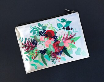 Hand painted Flower Clutch Bag