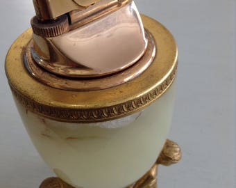 Beautiful Vintage Marble & Brass Table Cigarette Lighter.