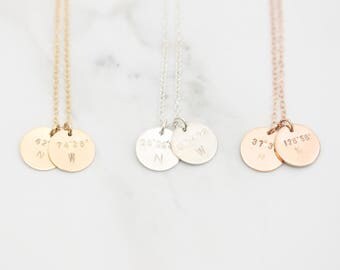 Coordinate Necklace • Necklace • Location Coordinates • Engraved Coordinates • Custom Coordinates • Latitude Longitude • Location Necklace