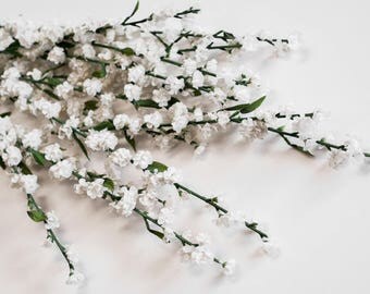 1 Box/12pcs Blossoms Long Stems 29", White, Artificial Silk Craft Florals, Faux Rustic Wedding Flowers Centerpieces