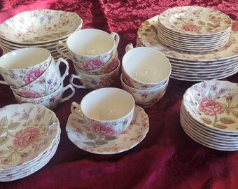 Vintage 49 pc. Rose Chintz Made in England by Johnson Brothers