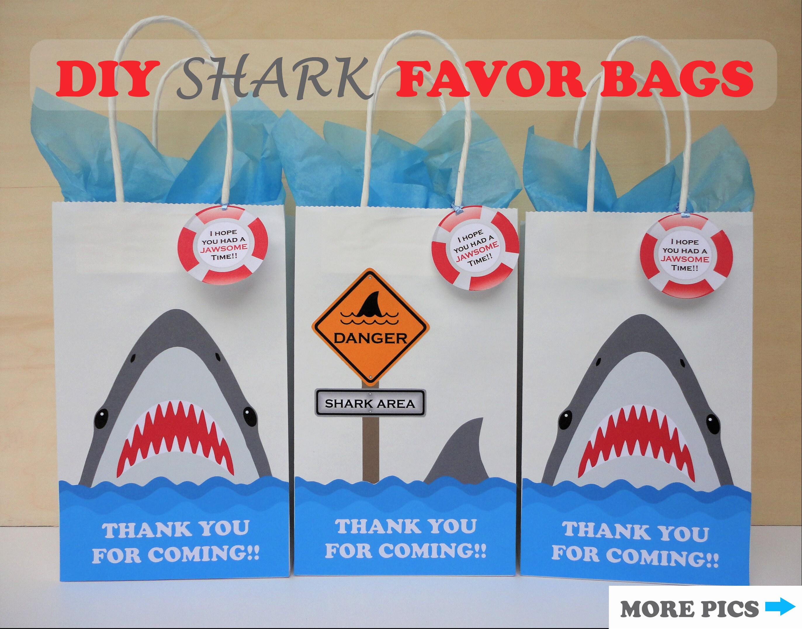 Shark FAVOR BAGS/ Shark Party Theme/ Shark Birthday/ Shark