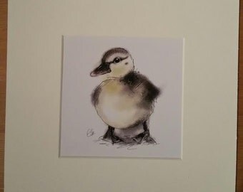 Mounted duckling print // duckling print // duck print // duck gifts // duckling gifts // duckling art print // duckling nursery decor