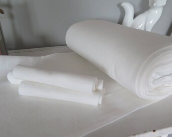 1/2 yard WHITE, merino wool blend fabric cut from bolt, wool 30 /70 rayon 18 x 36 inches cut from bolt