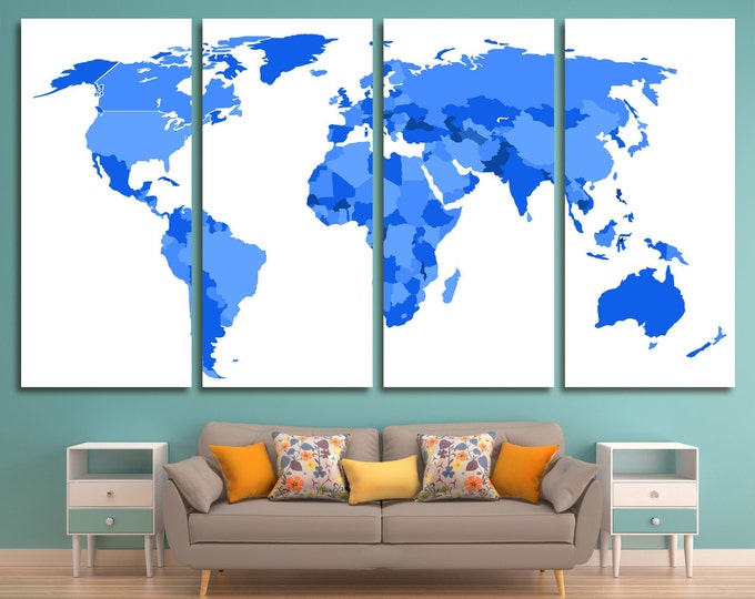 Custom your world map, Huge Blue Push Pin Travel Map, Push pin world map panel, Unique world map pin board for home or office decoration