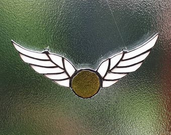 Stained Glass Golden Snitch Suncatcher. Harry Potter fan. Quidditch. Harry Potter gift. Birthday gift. Hogwarts. Wizard gift. Muggle.
