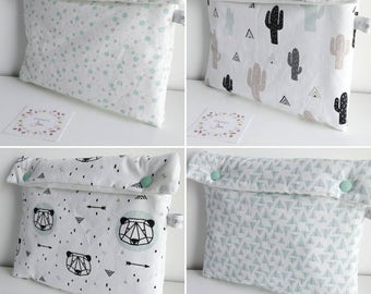 Pocket diaper bear/cactus/dots or mint - storage triangles diapers, wipes, etc.