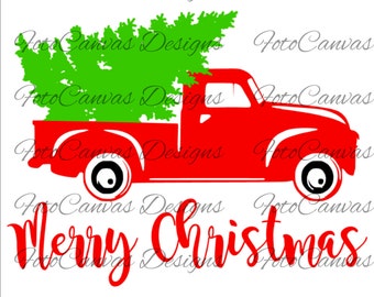 SALE! Christmas Tree Truck, Old Truck, Vintage, Antique, SVG, Cricut, Silhouette, Christmas, Tree, Truck, Design, File