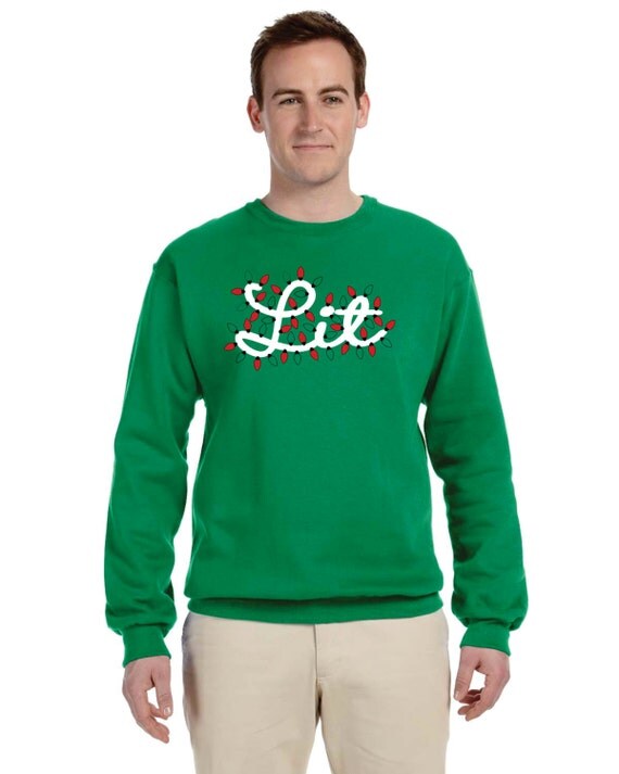Tipsy Elves Women's Funny 'GET LIT' Light-Up Ugly Christmas Sweater - Black, Size Large