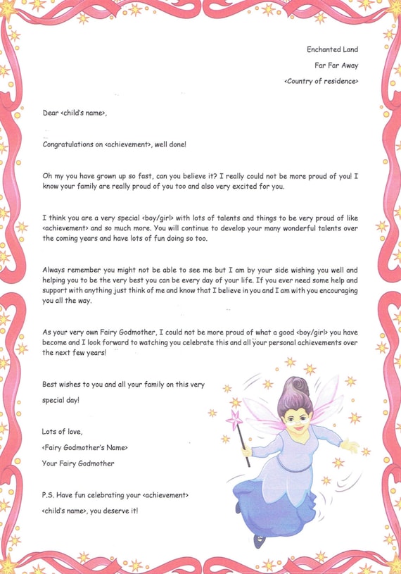 Personalised letter for your child from their very own Fairy