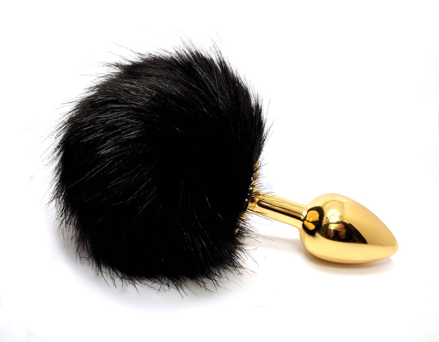 Black Bunny Tail Butt Plug Luxury Adult Toys Gold Anal