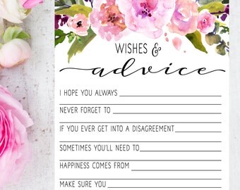 Bridal Shower Game - Advice for the Bride - Advice for the Bride and Groom - Bridal Shower Activity - Bridal Shower Ideas - Wedding Shower