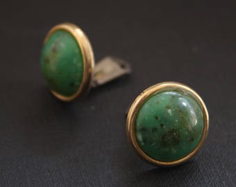 Mothers Day Gift Green Clip On Earrings, Vintage Boho Earrings, Clip On Earrings Vintage, Green Earrings, Round Stud Earrings, Round Earring