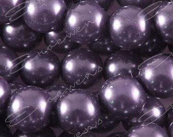 20 Glass Faux Pearl Beads 10mm Purple Pearlised Round