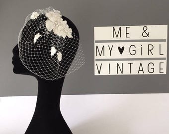 Fab Flower Birdcage Veil, Birdcage Veil, Short Wedding Veil, Flower Veil, Fascinator With Veil, Veil With Flowers, Flower headpiece