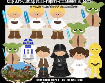 Star Space Wars 1 Clip Art Set – Commercial use - Scrapbooking Card Making Clip Art – Kids Star Wars Clip Art Instant Download