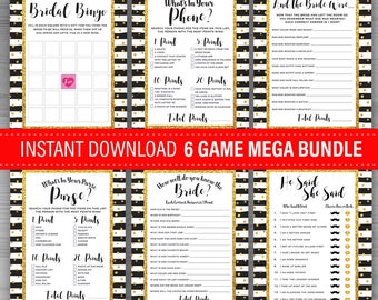 BRIDAL Shower Games - Mega Bundle Package - Wedding Shower Games - Gold Glitter - Gold Confetti - INSTANT DOWNLOAD Printable Card