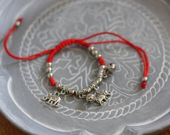 Elephant Bracelet - Red Elephant bracelet - Good Luck Elephant Bracelet - Indian Elephant Bracelet-Money Bracelet