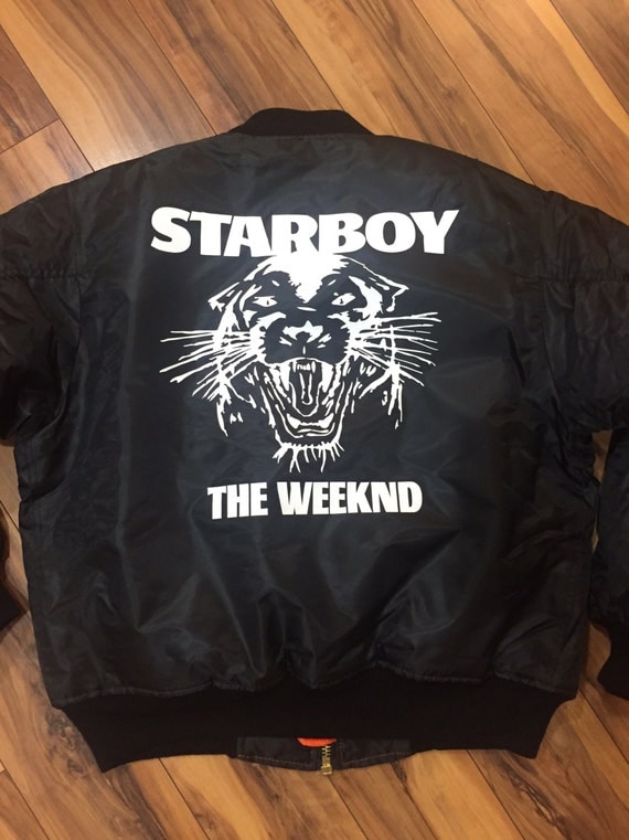 The Weeknd Starboy Bomber Jacket White-Print