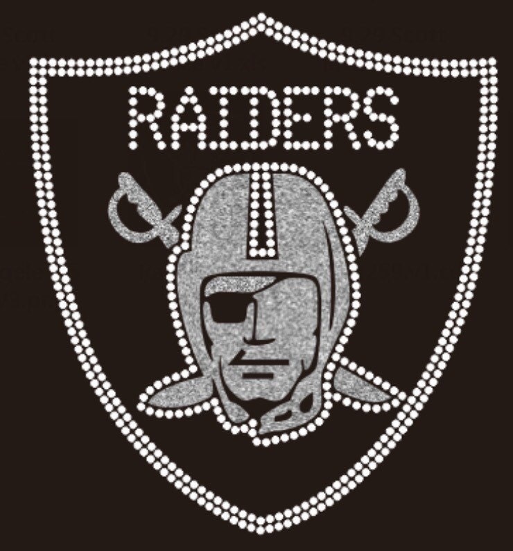 Nfl Oakland Raiders Glitter And Rhinestone Iron On Transfer