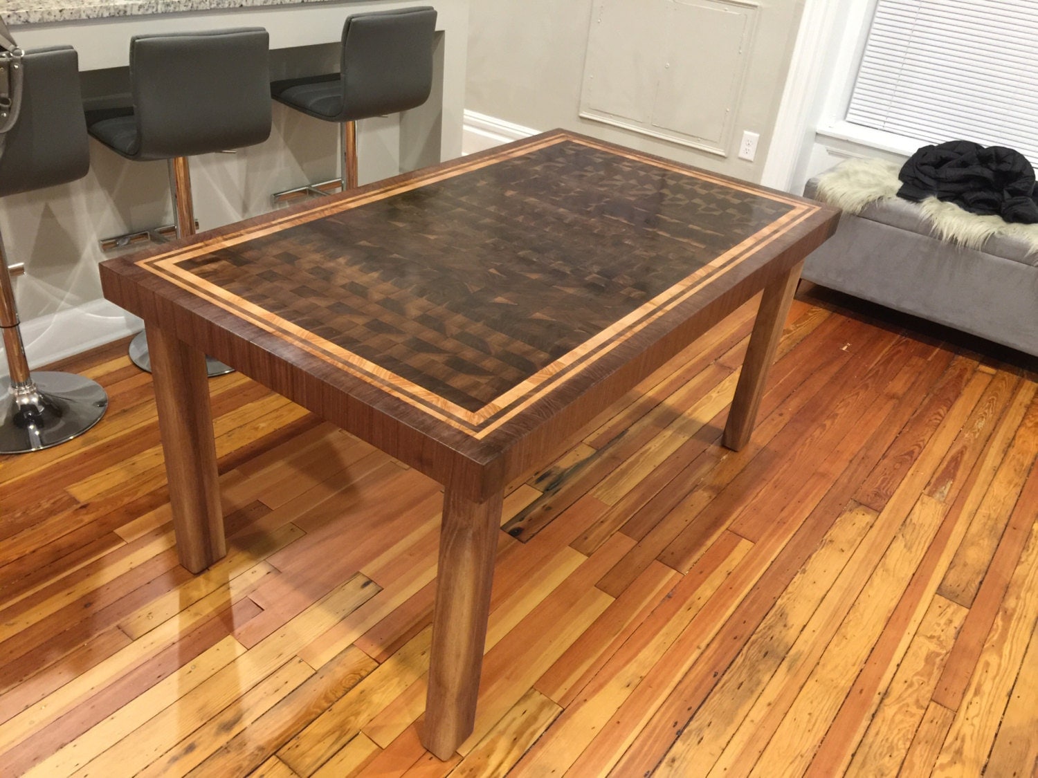 end grain dining room table