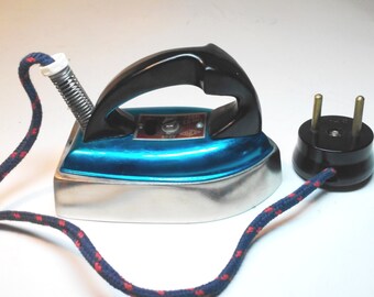 1969 Soviet Vintage Travel Iron in the original packaging Small Iron & Metal Tray Vintage Home Appliances USSR