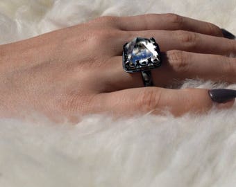 Quartz Crystal Pyramid Ring