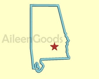 Alabama Applique Design 7 Alabama State Shape AppliqueSize -INSTANT download machine embroidery
