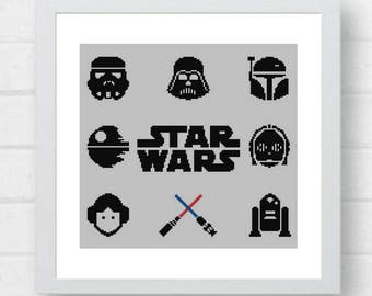 Star Wars Cross Stitch Pattern/star wars cross/star wars pattern/star wars stitch/movie cross stitch/star wars xstitch#06-003