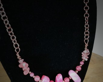 rose quartz jewelry with copper