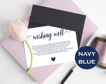 Wishing Well Card - Lieu of gifts - Wishing Well Printable - Wishing Well Poem- Navy Blue Wedding - Downloadable wedding #WDH812226