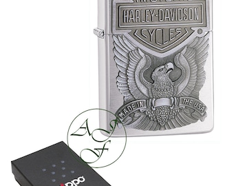 Personalised Engraved Brushed Chrome Harley Davidson Made in USA Official Zippo Cigarette Lighter