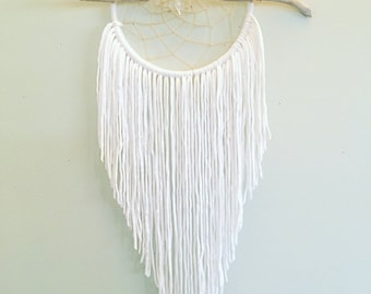 White Dreamcatcher, Dreamcatchers, Home Decor, Bohemian Decor, Gypsy, Wall Hangings, Driftwood Dreamcatcher, Hippie Home, Boho Chic