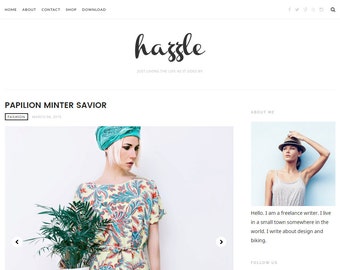 Premade Blogger Template Responsive Design | Blog Theme "Hazzle" | Instant Download | Graphic & Web Design
