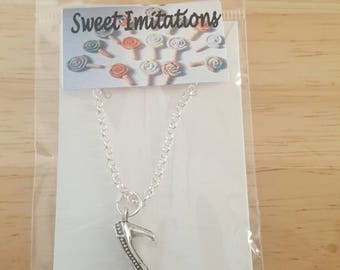 Shoe, necklace, gift for her, silver plated