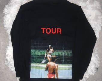 Kim Kardashian Playing Tennis Kanye West Yeezy Saint Pablo Tour Black Long Sleeve Merch
