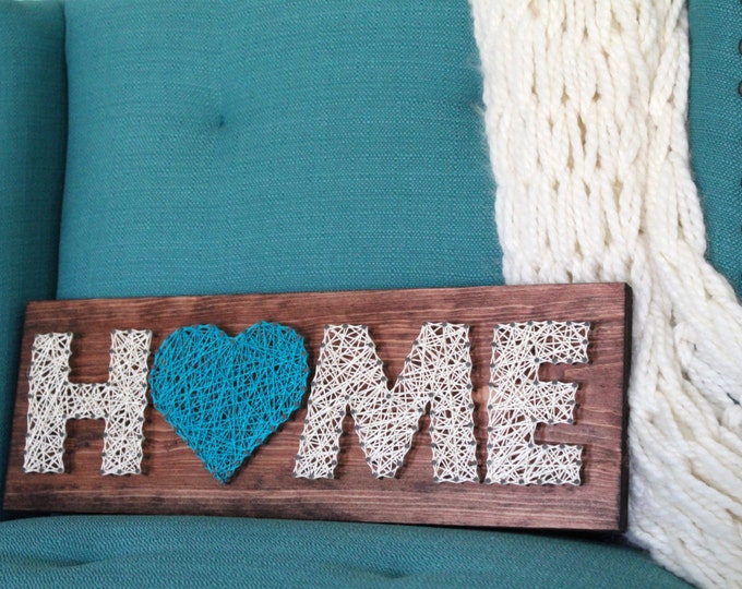 Home String Art with Turquoise heart