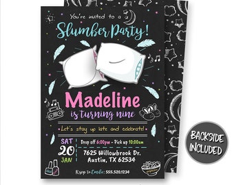 Slumber Party Invitation, Sleepover Invitation, Pajamas Invitation, Sleepover Party, Slumber Party, Printables, Personalized, Pillow Fight