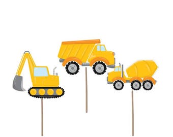 Cupcake Topper, Construction cupcake toppers, construction picks, Construction decorations, Construction cake topper, construction theme