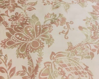 Vintage Waverly "Venzia" pattern light weight combed cotton on pale peach pink.