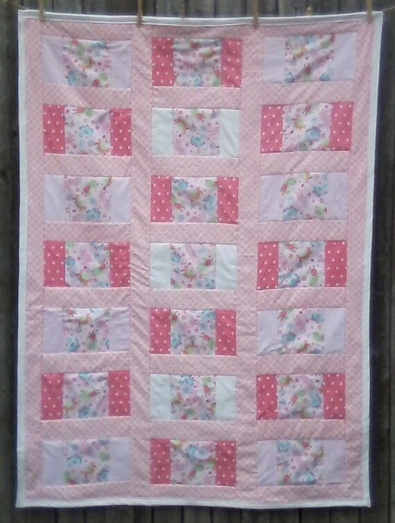 Lil Monsters Quilted Throw//Girl Quilt//Baby Shower
