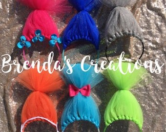 Troll headband, trolls headband, troll head band, troll head band, trolls hair accessories, poppy troll headband, trolls hair bows