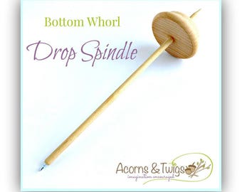 Wool Spinning Spindle, Waldorf Drop Spindle, Bottom Whorl Drop Spindle, A Traditional Handcraft Tool for Yarn Spinning, Small Wooden Spindle