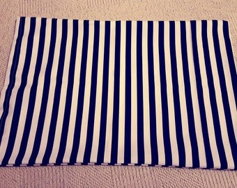 Cushion cover with blue and white stripes