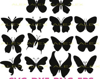 70% OFF, Butterfly Svg, Silhouette Digital Clipart, Butterfly Cut Files, Dxf, Ai, Eps,Png, Instant Download, Black Silhouette Clip art