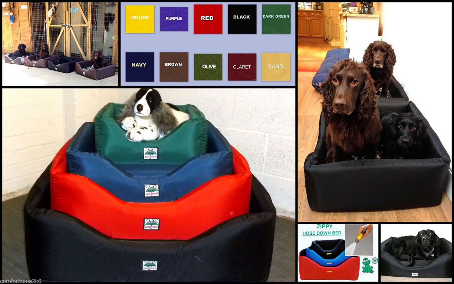 Small ZIPPY WATERPROOF Wipe Clean Dog Bed with 2''