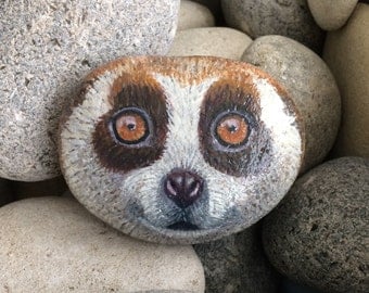 Slow loris (Bush Baby) painted pebble