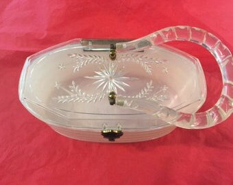 White and clear lucite purse
